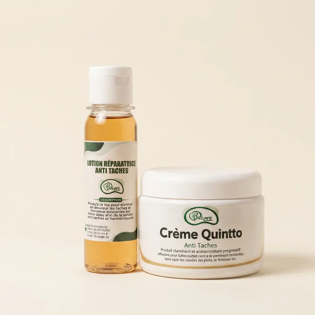 Duo Kento — Crème Quintto & Lotion Anti Taches — Protocole zones sombres : coudes, genoux, aines